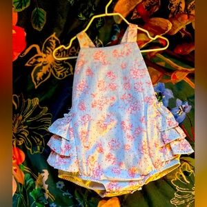 Brand New Mud Pie Blue Rose Sun Suit Pink & Blue Size 6-9 Months